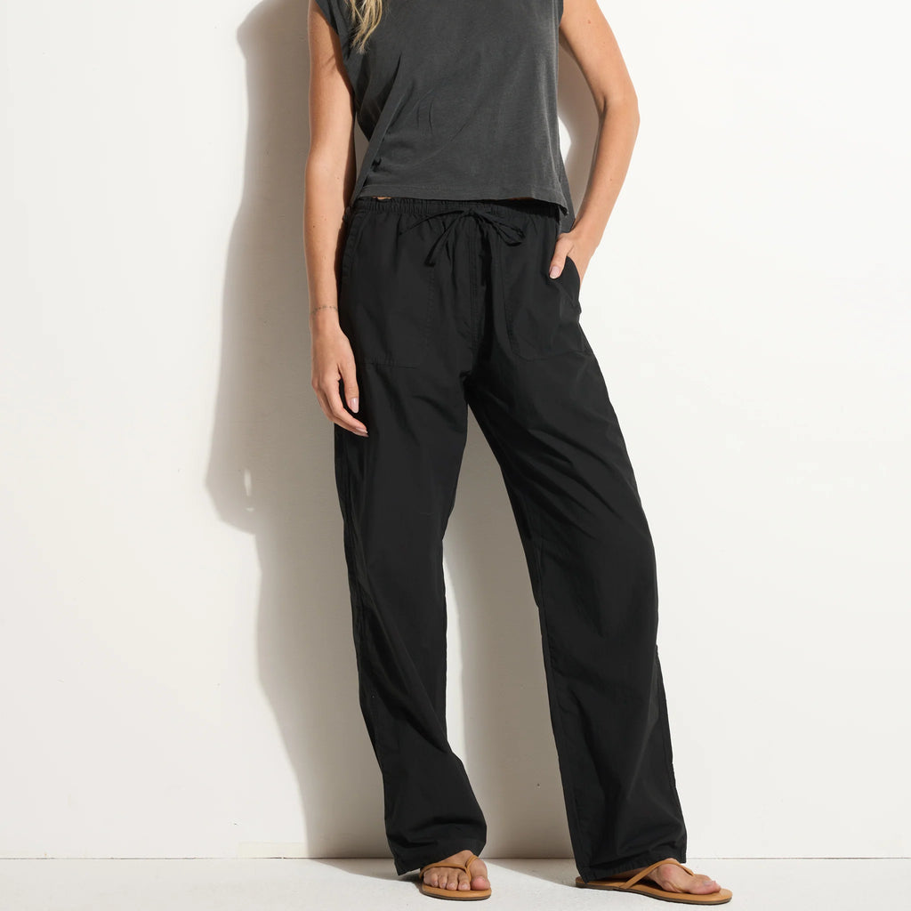 Mid-Rise Cotton Poplin Straight Leg Pant