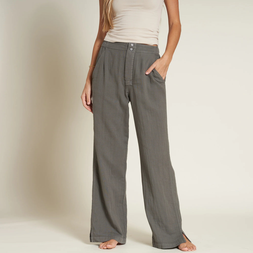 Relaxed Wide Leg Double Gauze Cotton Pant