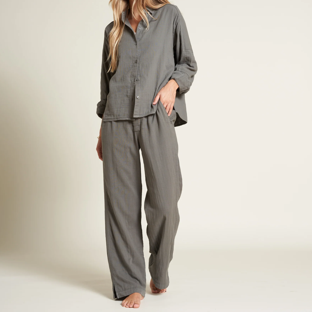 Relaxed Wide Leg Double Gauze Cotton Pant