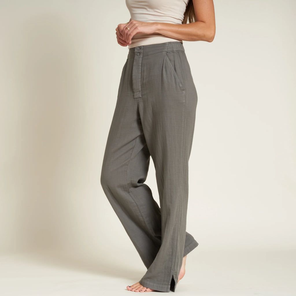 Relaxed Wide Leg Double Gauze Cotton Pant